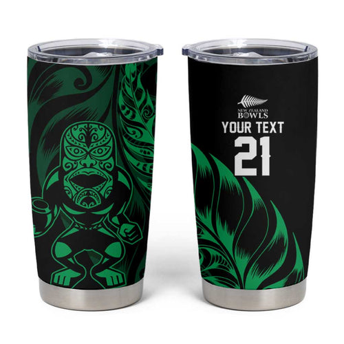 New Zealand Lawn Bowls Custom Tumbler Cup Green Maori Warrior Tribal Silver Fern - Aussie Hoodie