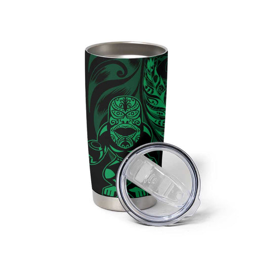 New Zealand Lawn Bowls Custom Tumbler Cup Green Maori Warrior Tribal Silver Fern - Aussie Hoodie