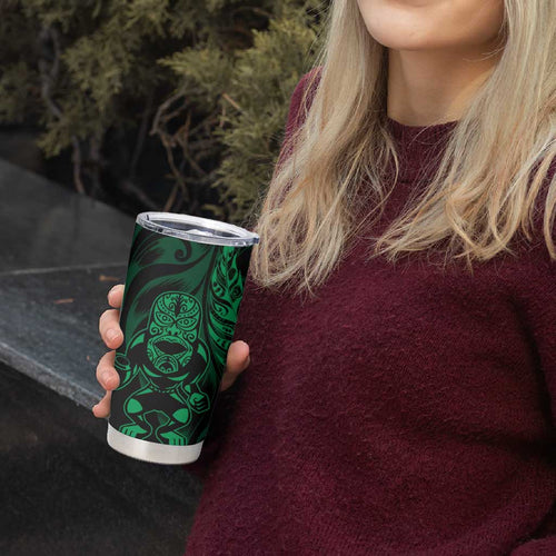 New Zealand Lawn Bowls Custom Tumbler Cup Green Maori Warrior Tribal Silver Fern - Aussie Hoodie