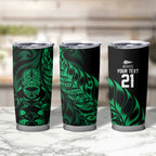 New Zealand Lawn Bowls Custom Tumbler Cup Green Maori Warrior Tribal Silver Fern - Aussie Hoodie