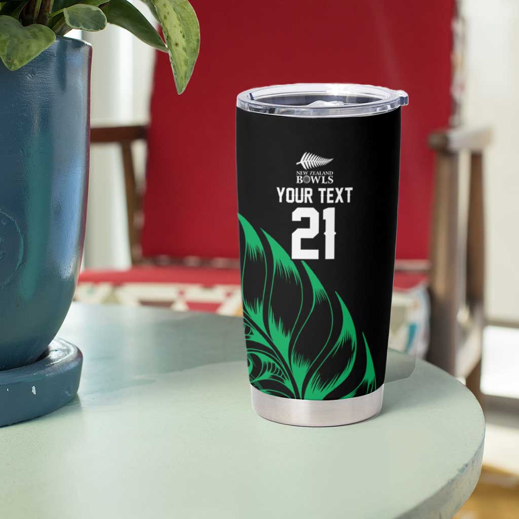 New Zealand Lawn Bowls Custom Tumbler Cup Green Maori Warrior Tribal Silver Fern - Aussie Hoodie