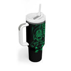 New Zealand Lawn Bowls Custom Tumbler With Handle Green Maori Warrior Tribal Silver Fern - Aussie Hoodie