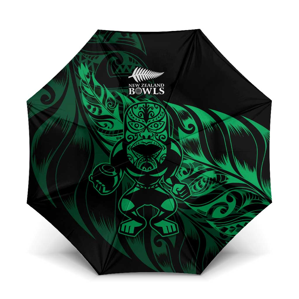 New Zealand Lawn Bowls Umbrella Green Maori Warrior Tribal Silver Fern - Aussie Hoodie