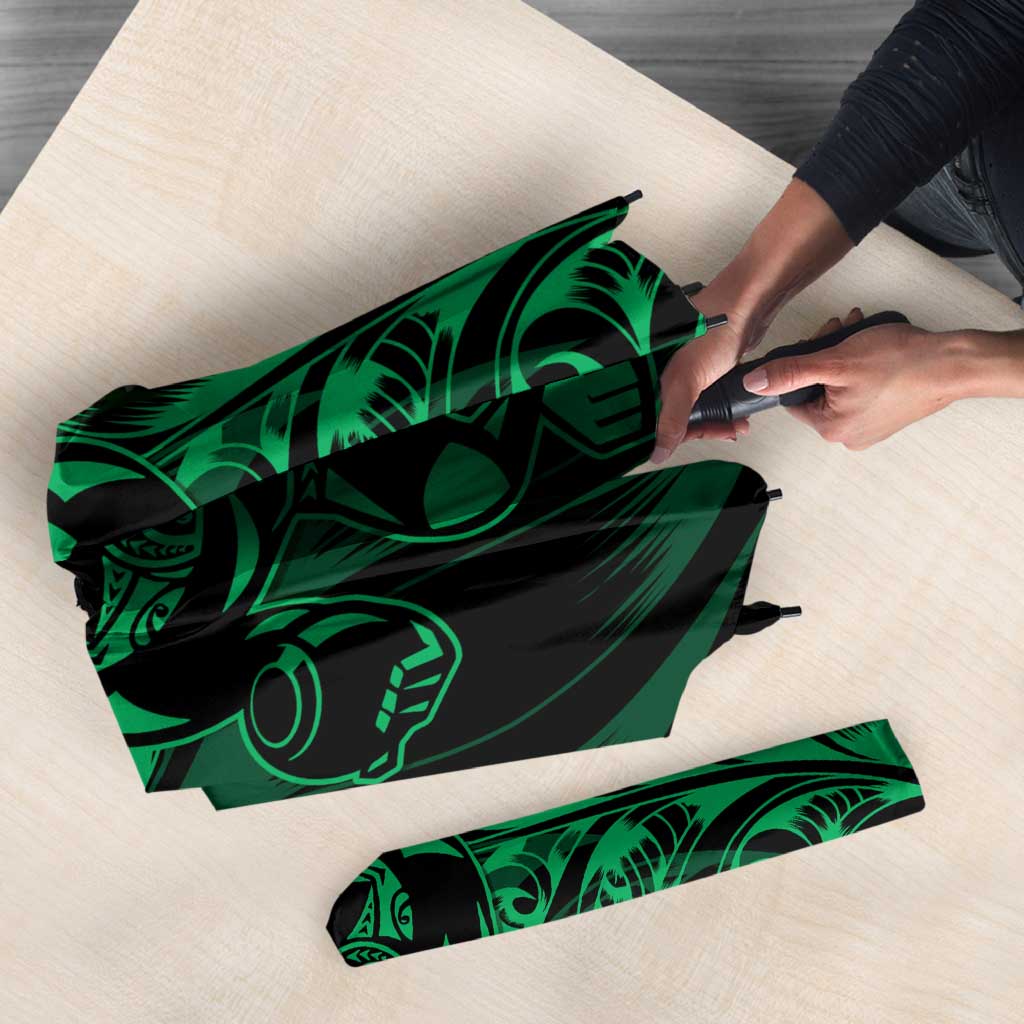 New Zealand Lawn Bowls Umbrella Green Maori Warrior Tribal Silver Fern - Aussie Hoodie