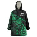 New Zealand Lawn Bowls Custom Wearable Blanket Hoodie Green Maori Warrior Tribal Silver Fern - Aussie Hoodie