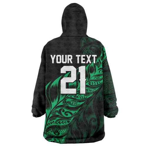 New Zealand Lawn Bowls Custom Wearable Blanket Hoodie Green Maori Warrior Tribal Silver Fern - Aussie Hoodie