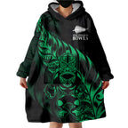 New Zealand Lawn Bowls Custom Wearable Blanket Hoodie Green Maori Warrior Tribal Silver Fern - Aussie Hoodie