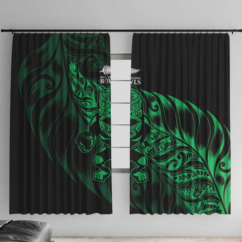 New Zealand Lawn Bowls Window Curtain Green Maori Warrior Tribal Silver Fern - Aussie Hoodie