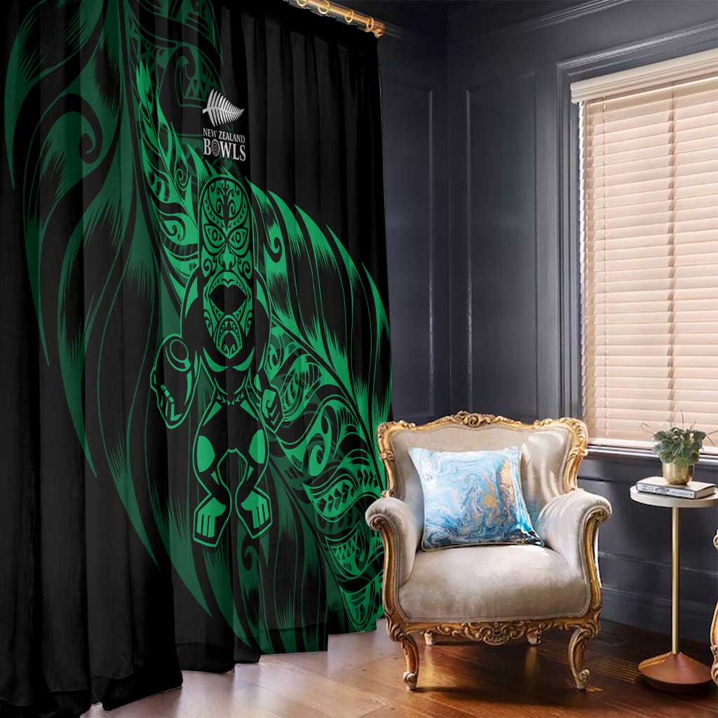 New Zealand Lawn Bowls Window Curtain Green Maori Warrior Tribal Silver Fern - Aussie Hoodie