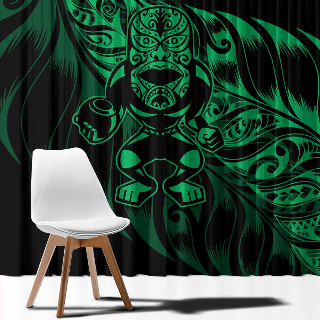 New Zealand Lawn Bowls Window Curtain Green Maori Warrior Tribal Silver Fern - Aussie Hoodie