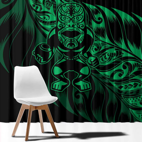 New Zealand Lawn Bowls Window Curtain Green Maori Warrior Tribal Silver Fern - Aussie Hoodie