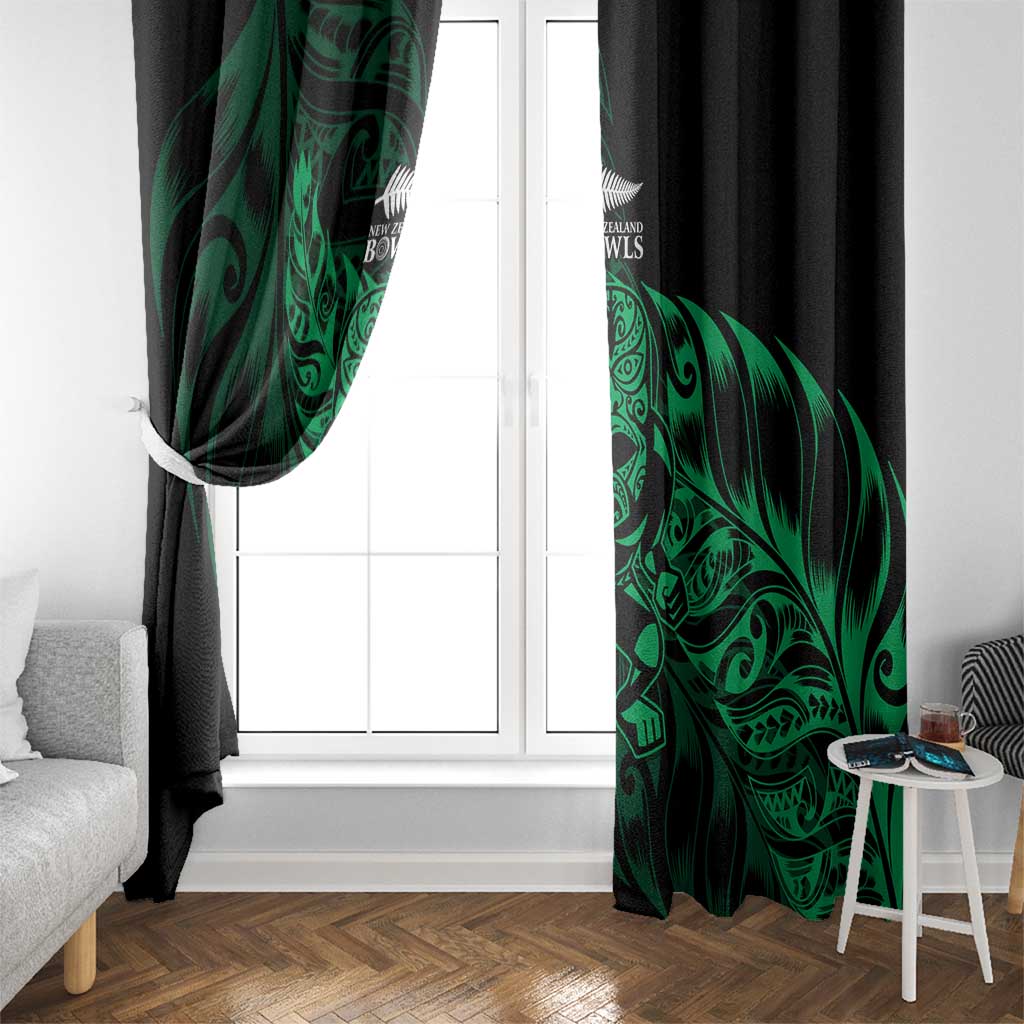 New Zealand Lawn Bowls Window Curtain Green Maori Warrior Tribal Silver Fern - Aussie Hoodie