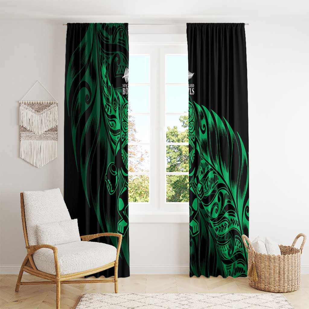 New Zealand Lawn Bowls Window Curtain Green Maori Warrior Tribal Silver Fern - Aussie Hoodie