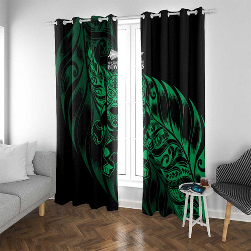 New Zealand Lawn Bowls Window Curtain Green Maori Warrior Tribal Silver Fern - Aussie Hoodie