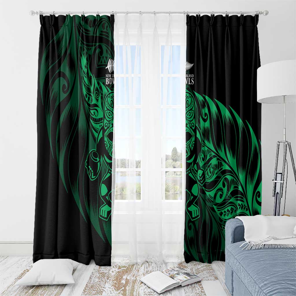 New Zealand Lawn Bowls Window Curtain Green Maori Warrior Tribal Silver Fern - Aussie Hoodie
