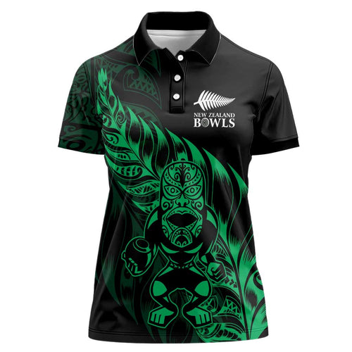 New Zealand Lawn Bowls Custom Women Polo Shirt Green Maori Warrior Tribal Silver Fern - Aussie Hoodie