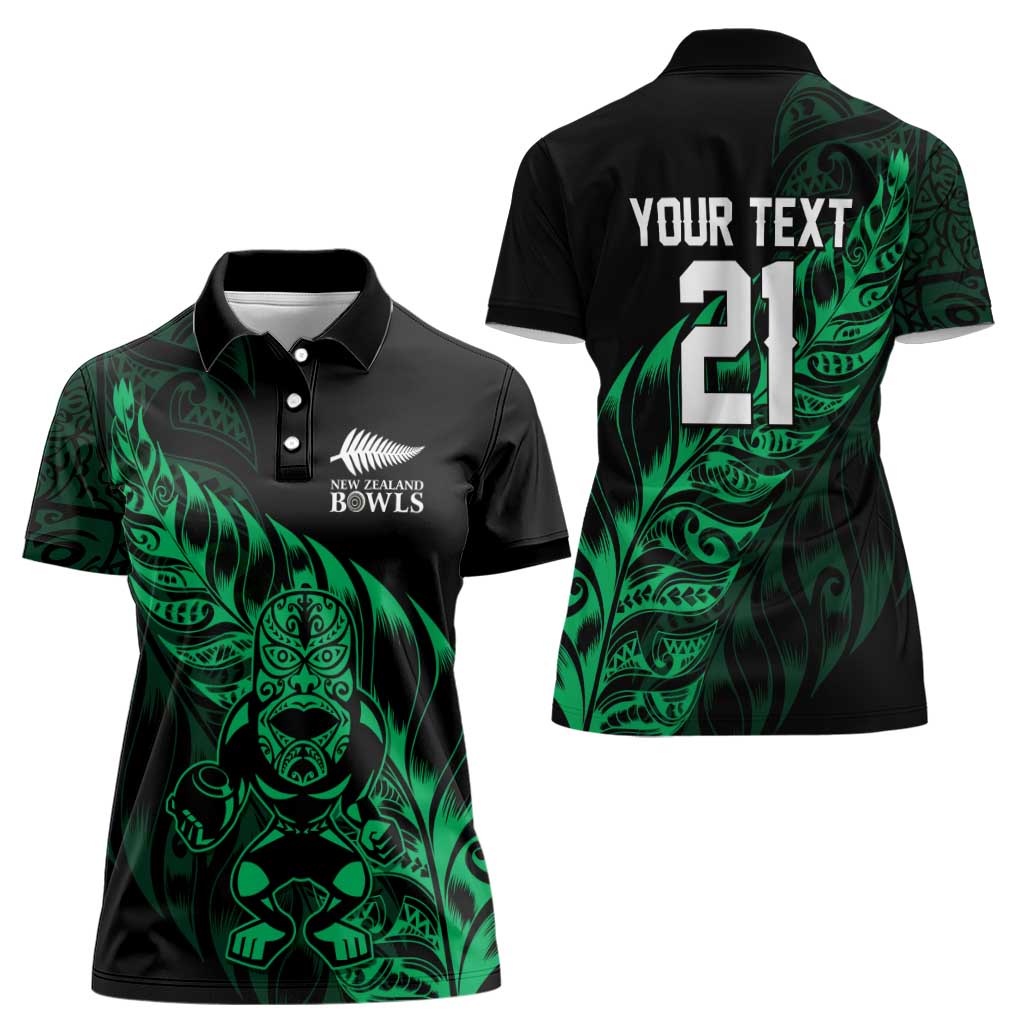 New Zealand Lawn Bowls Custom Women Polo Shirt Green Maori Warrior Tribal Silver Fern - Aussie Hoodie