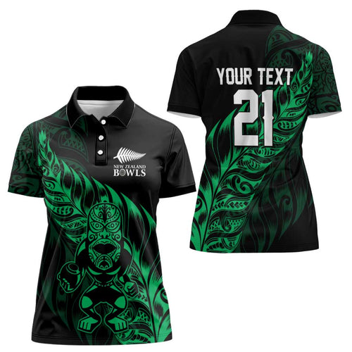 New Zealand Lawn Bowls Custom Women Polo Shirt Green Maori Warrior Tribal Silver Fern - Aussie Hoodie