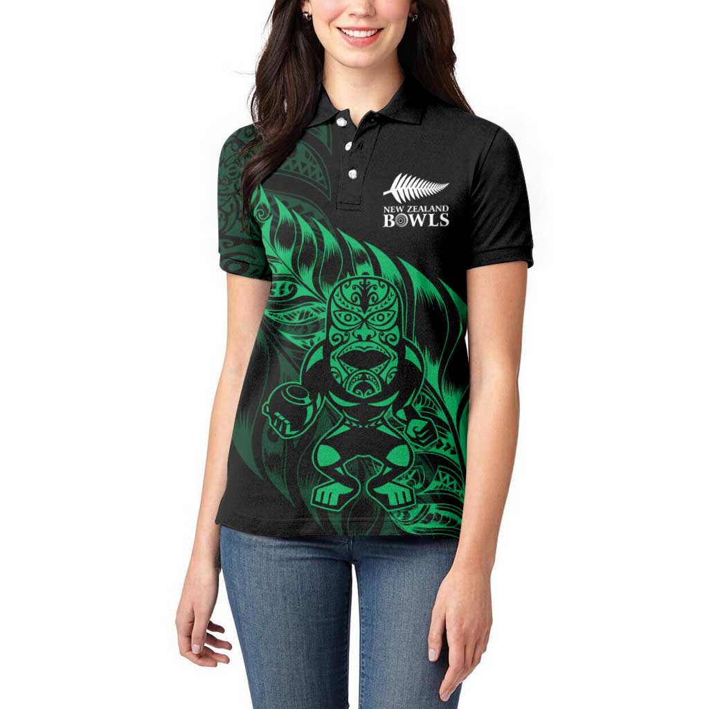 New Zealand Lawn Bowls Custom Women Polo Shirt Green Maori Warrior Tribal Silver Fern - Aussie Hoodie