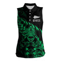New Zealand Lawn Bowls Custom Women Sleeveless Polo Shirt Green Maori Warrior Tribal Silver Fern - Aussie Hoodie