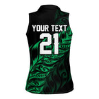 New Zealand Lawn Bowls Custom Women Sleeveless Polo Shirt Green Maori Warrior Tribal Silver Fern - Aussie Hoodie