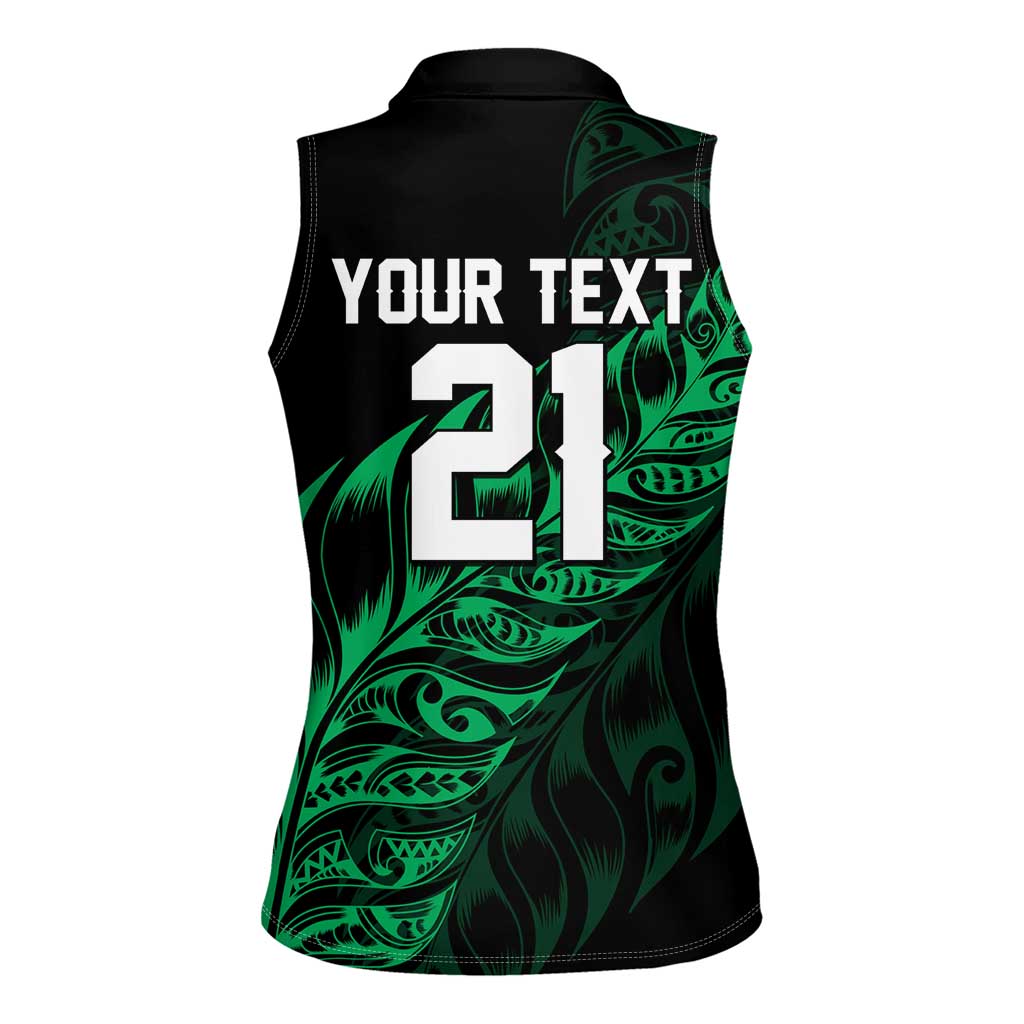 New Zealand Lawn Bowls Custom Women Sleeveless Polo Shirt Green Maori Warrior Tribal Silver Fern - Aussie Hoodie