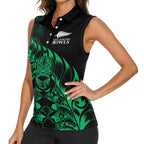 New Zealand Lawn Bowls Custom Women Sleeveless Polo Shirt Green Maori Warrior Tribal Silver Fern - Aussie Hoodie