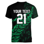 New Zealand Lawn Bowls Custom Women V-Neck T-Shirt Green Maori Warrior Tribal Silver Fern - Aussie Hoodie