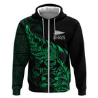 New Zealand Lawn Bowls Custom Zip Hoodie Green Maori Warrior Tribal Silver Fern - Aussie Hoodie