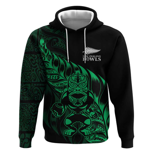 New Zealand Lawn Bowls Custom Zip Hoodie Green Maori Warrior Tribal Silver Fern - Aussie Hoodie