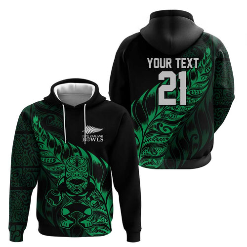 New Zealand Lawn Bowls Custom Zip Hoodie Green Maori Warrior Tribal Silver Fern - Aussie Hoodie