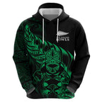 New Zealand Lawn Bowls Custom Zip Hoodie Green Maori Warrior Tribal Silver Fern - Aussie Hoodie