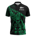 New Zealand Lawn Bowls Custom Zipper Polo Shirt Green Maori Warrior Tribal Silver Fern - Aussie Hoodie