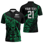 New Zealand Lawn Bowls Custom Zipper Polo Shirt Green Maori Warrior Tribal Silver Fern - Aussie Hoodie
