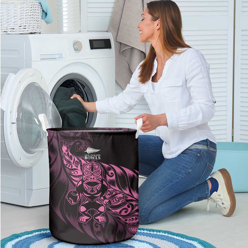 New Zealand Lawn Bowls Laundry Basket Pink Maori Warrior Tribal Silver Fern - Aussie Hoodie