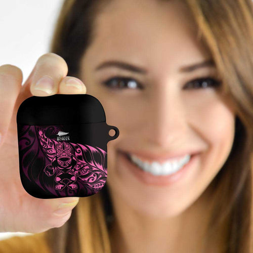 New Zealand Lawn Bowls AirPods Case Pink Maori Warrior Tribal Silver Fern - Aussie Hoodie