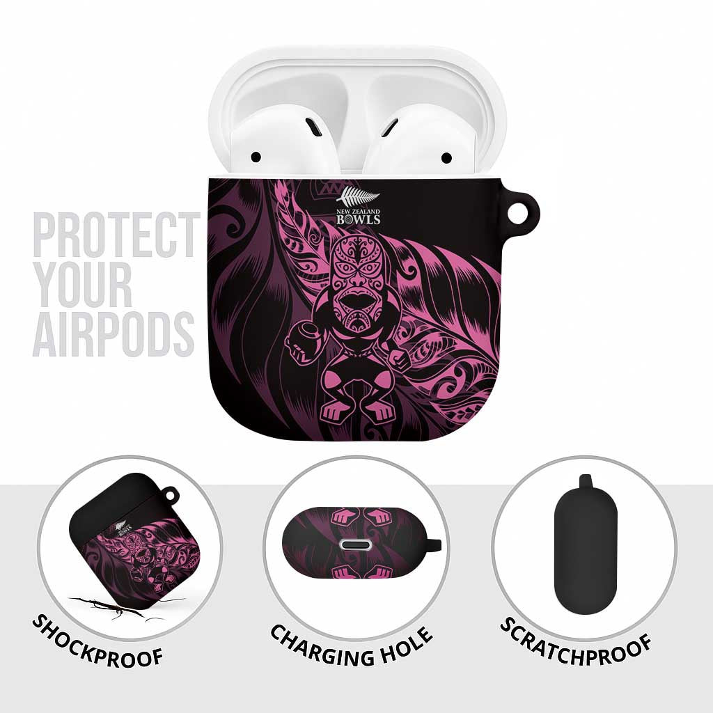 New Zealand Lawn Bowls AirPods Case Pink Maori Warrior Tribal Silver Fern - Aussie Hoodie