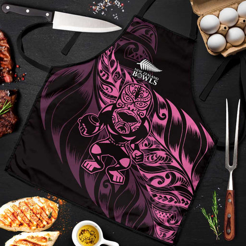 New Zealand Lawn Bowls Apron Pink Maori Warrior Tribal Silver Fern - Aussie Hoodie