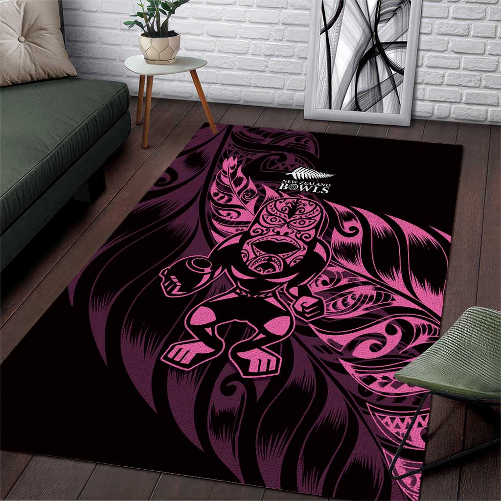 New Zealand Lawn Bowls Area Rug Pink Maori Warrior Tribal Silver Fern - Aussie Hoodie