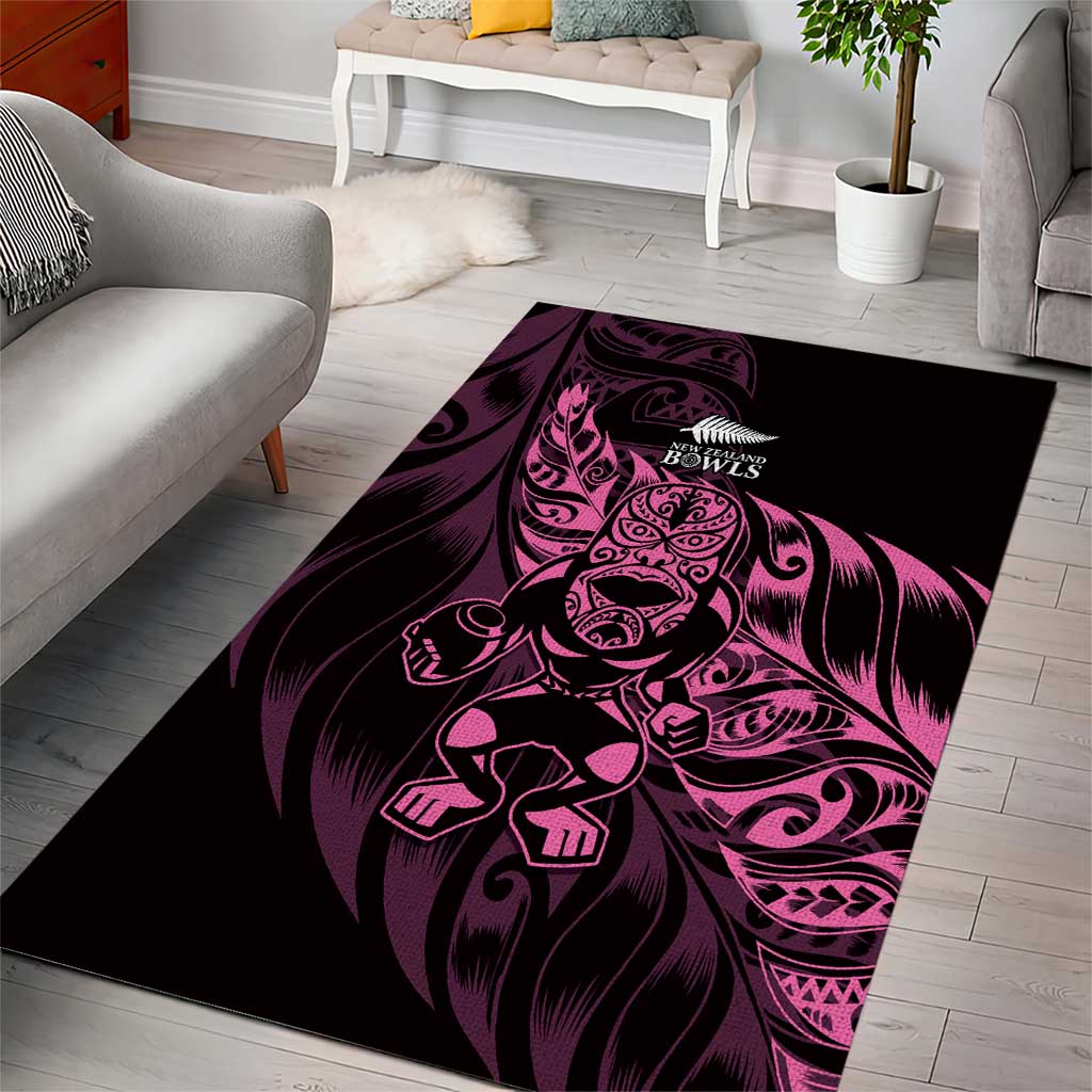 New Zealand Lawn Bowls Area Rug Pink Maori Warrior Tribal Silver Fern - Aussie Hoodie