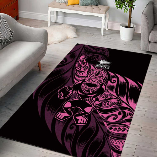 New Zealand Lawn Bowls Area Rug Pink Maori Warrior Tribal Silver Fern - Aussie Hoodie