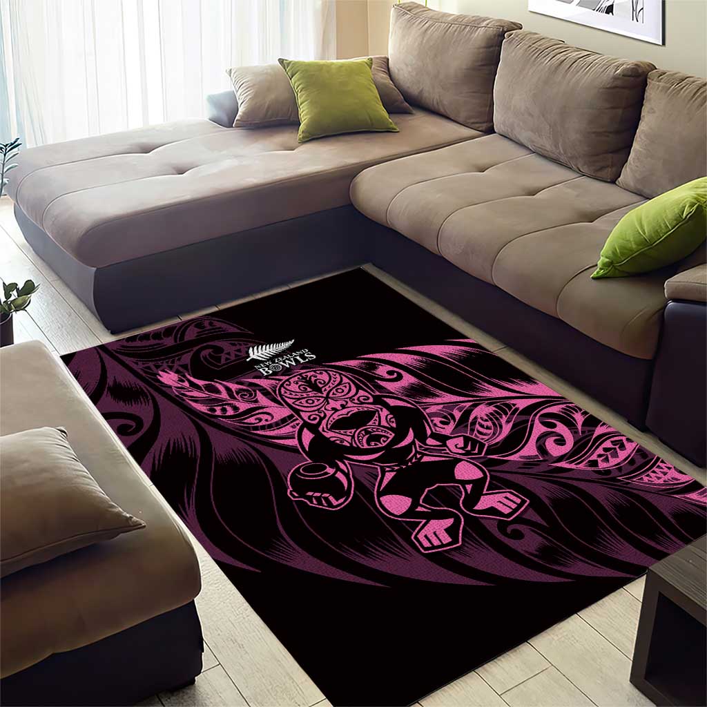 New Zealand Lawn Bowls Area Rug Pink Maori Warrior Tribal Silver Fern - Aussie Hoodie