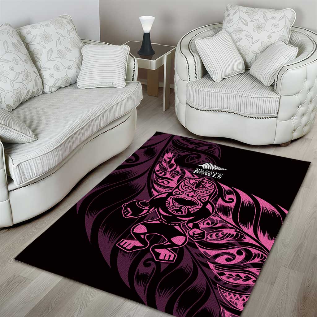 New Zealand Lawn Bowls Area Rug Pink Maori Warrior Tribal Silver Fern - Aussie Hoodie