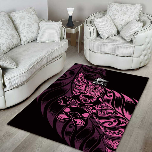 New Zealand Lawn Bowls Area Rug Pink Maori Warrior Tribal Silver Fern - Aussie Hoodie