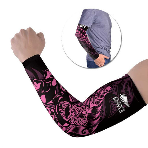 New Zealand Lawn Bowls Custom Arm Sleeves Pink Maori Warrior Tribal Silver Fern - Aussie Hoodie