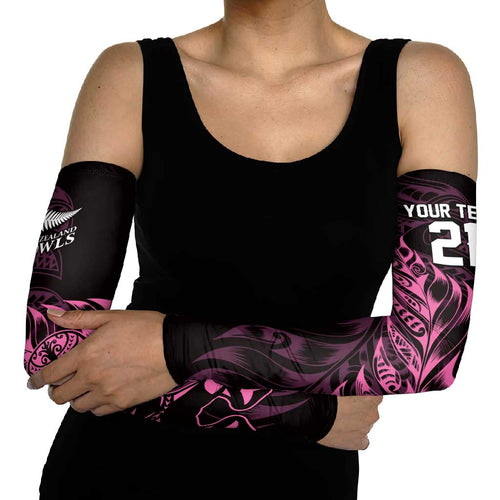 New Zealand Lawn Bowls Custom Arm Sleeves Pink Maori Warrior Tribal Silver Fern - Aussie Hoodie