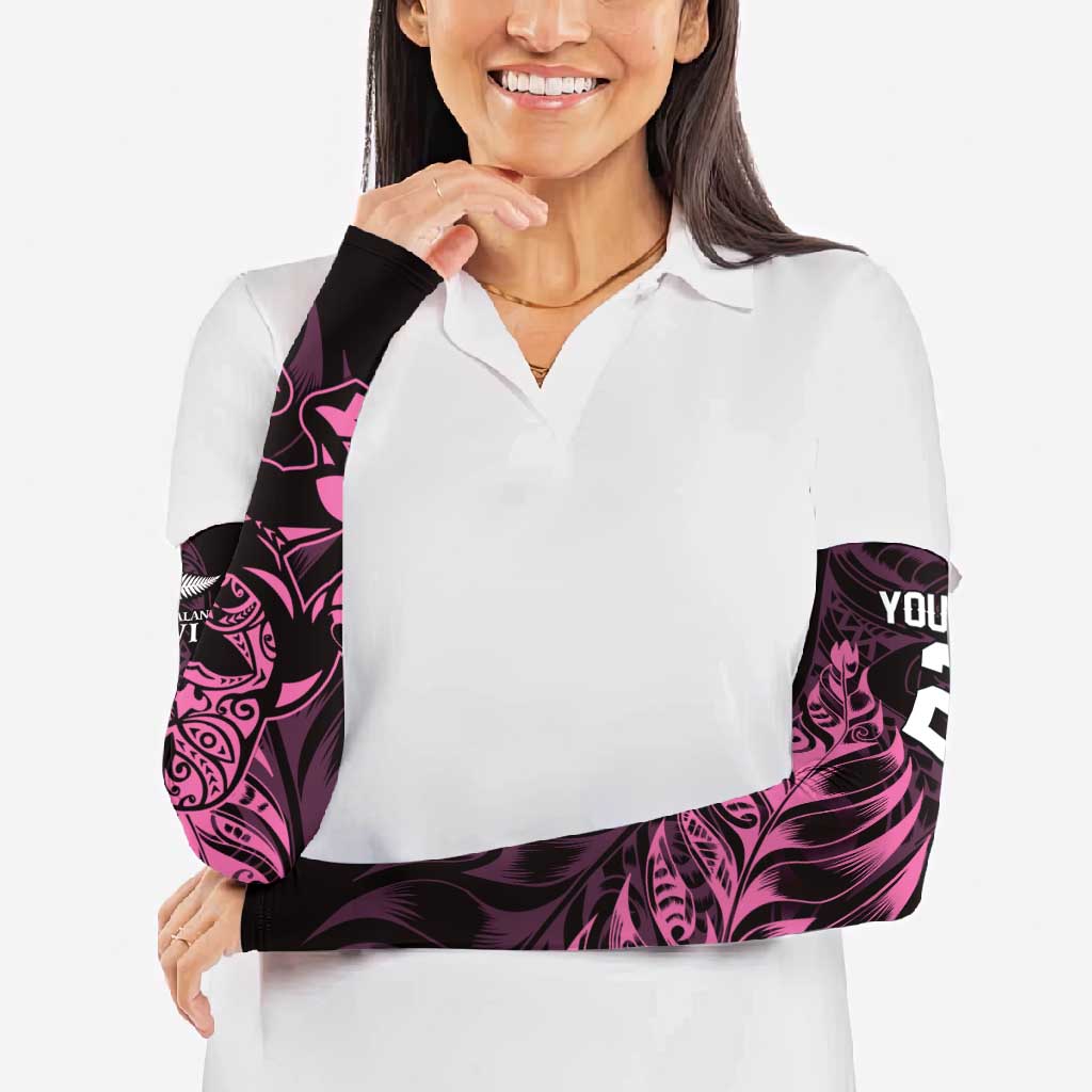 New Zealand Lawn Bowls Custom Arm Sleeves Pink Maori Warrior Tribal Silver Fern - Aussie Hoodie