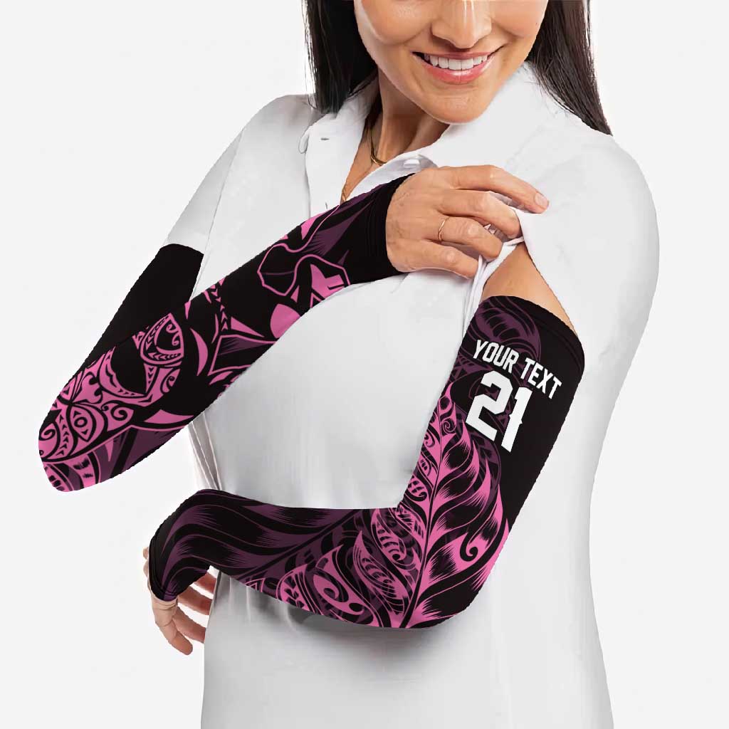 New Zealand Lawn Bowls Custom Arm Sleeves Pink Maori Warrior Tribal Silver Fern - Aussie Hoodie