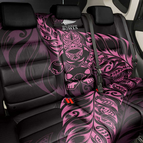 New Zealand Lawn Bowls Back Car Seat Cover Pink Maori Warrior Tribal Silver Fern - Aussie Hoodie