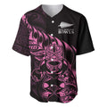 New Zealand Lawn Bowls Custom Baseball Jersey Pink Maori Warrior Tribal Silver Fern - Aussie Hoodie